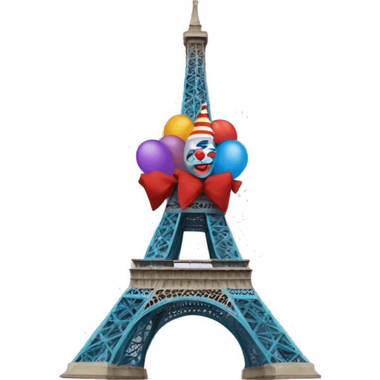 eiffel tower wearing a clown costume emoji