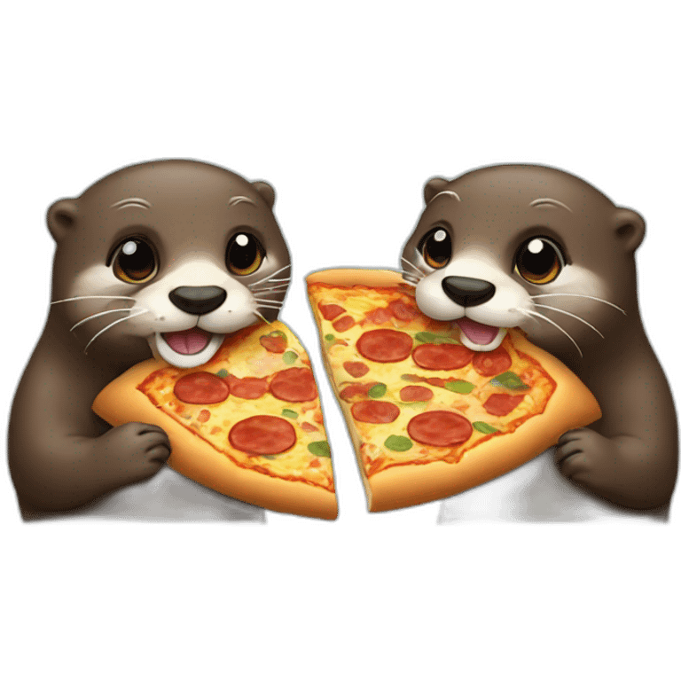 Two Otter eat pizza emoji