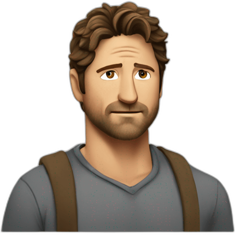 actor gerard butler cartoon wearing henley emoji