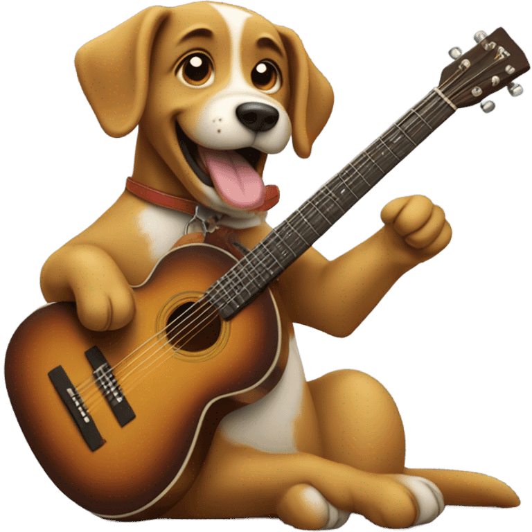 Dog playing a guitar emoji