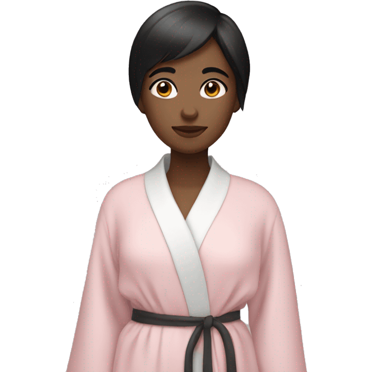 girl with black short hair wearing a light pink robe  emoji