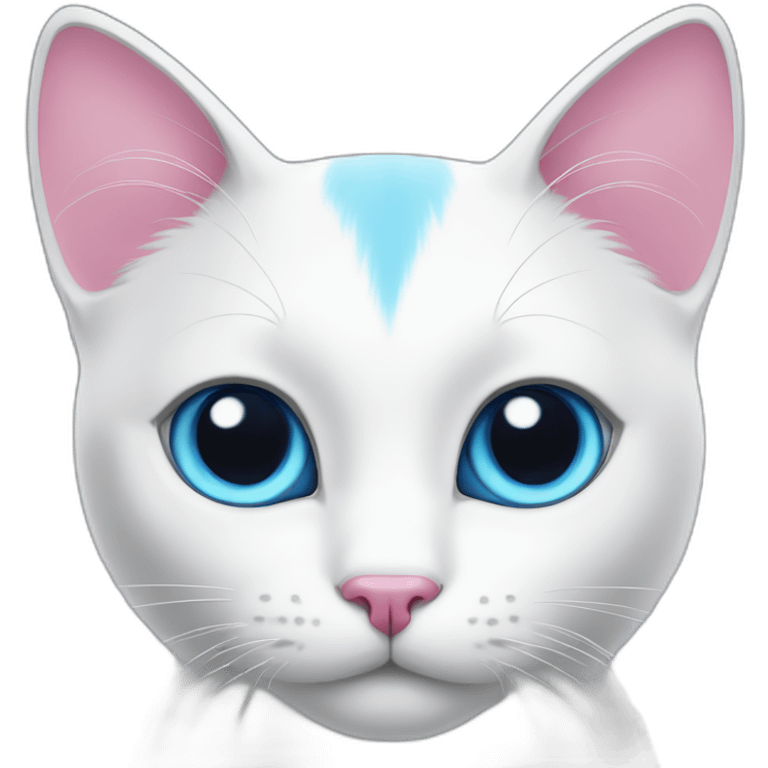 White cat with pink ears and blue eyes emoji