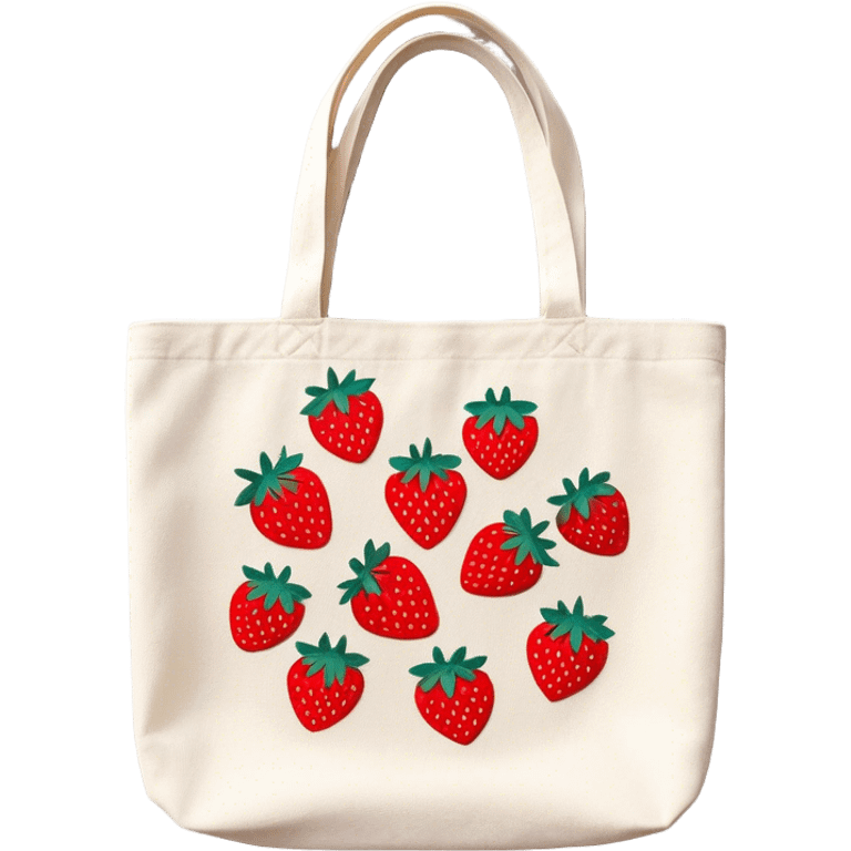 Canvas tote bag with embroidered strawberries  emoji