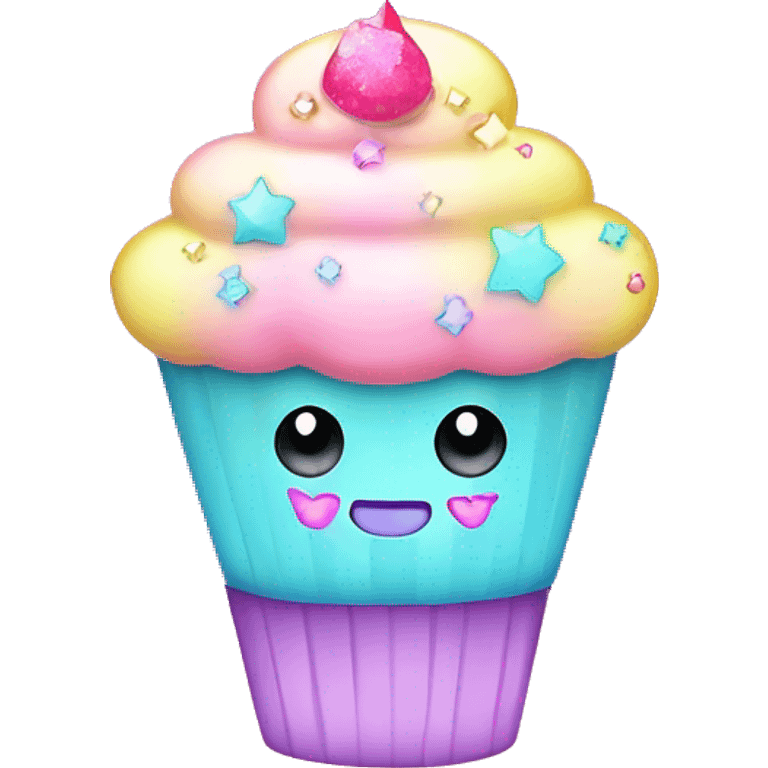 neon pastel kawaii bedazzled cupcake  emoji