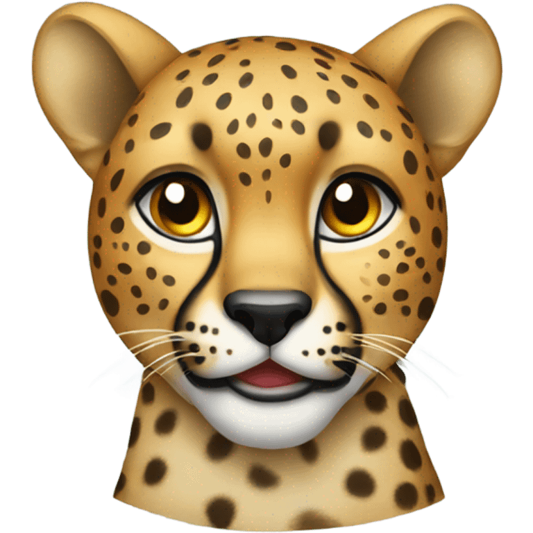 a cheetah with a bow on its head emoji