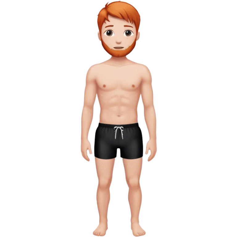 hot Man in black  swimming shorts  white skin copper hair  sexey body emoji