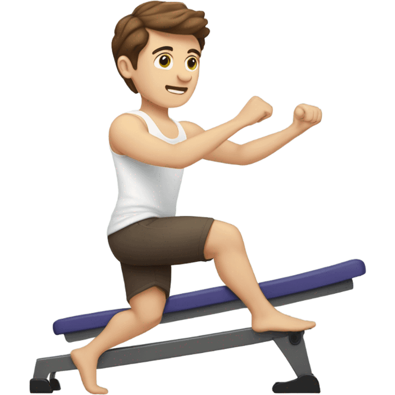 Caucasian brown hair no beard young male doing pilates emoji