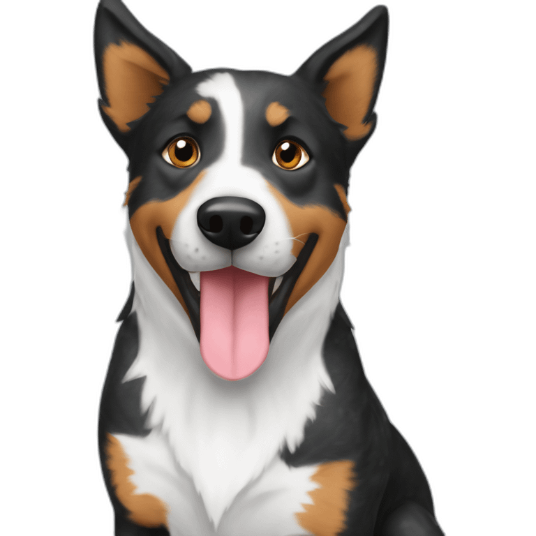 Black Australian cattle dog mix who is really excited you came home emoji