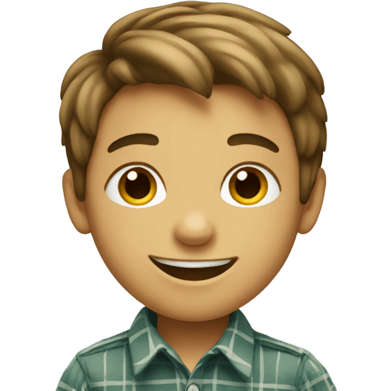 smiling boy in plaid shirt emoji