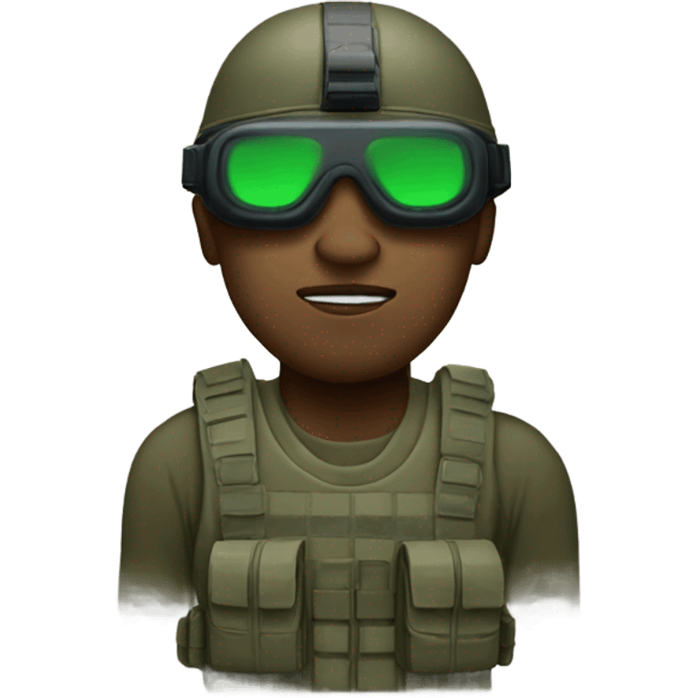 White soldier wearing night vision goggles with no eyes emoji