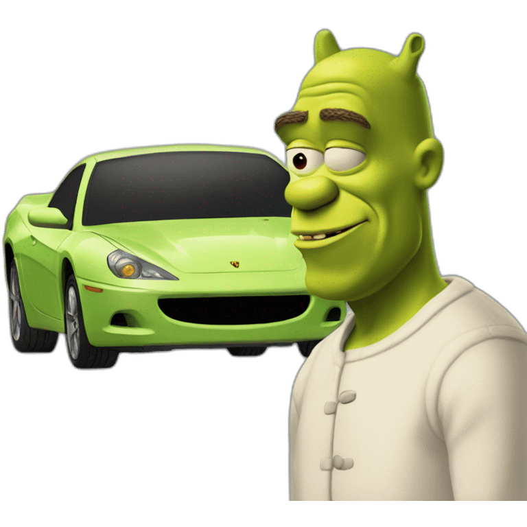 Shrek with Homer Sipson in à ferrari emoji