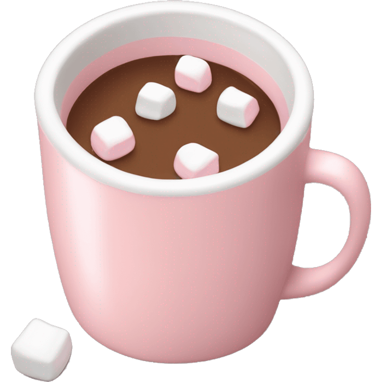 Light Pink mug of hot chocolate with marshmallows  emoji