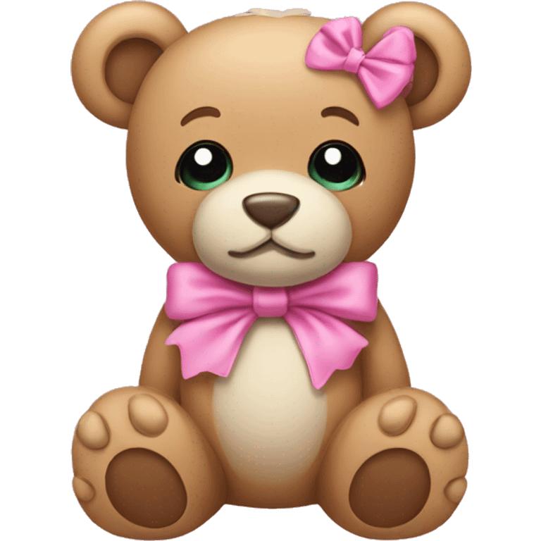 Teddy wearing a pink bow  emoji