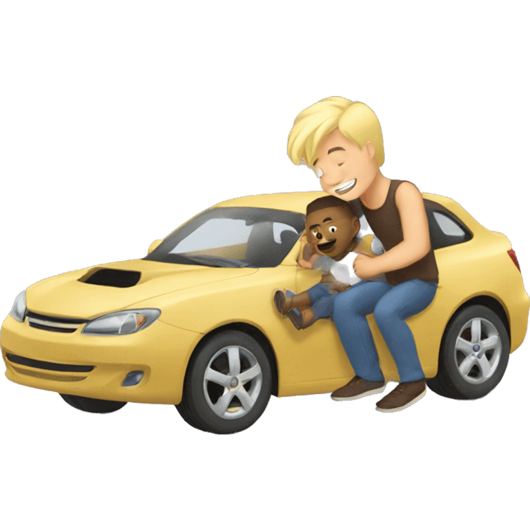 blonde dad plays cars with babyson emoji