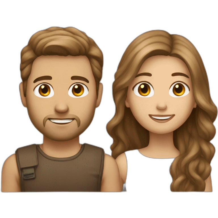 brown hair white man with light beard and light brown long hair woman emoji