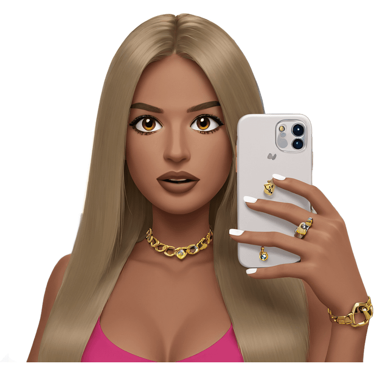 girl with phone and jewelry emoji