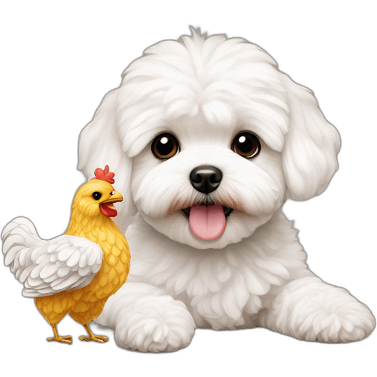 maltipoo with chicken emoji