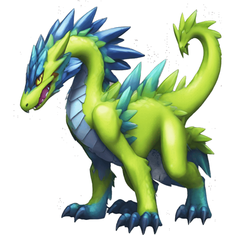  Edgy Shiny Colorful Digimon-Reptile-Dragon-Sergal full body emoji