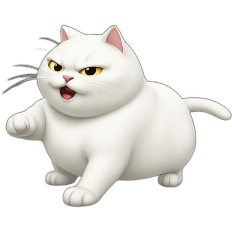 Fat-White-cat-fighting emoji