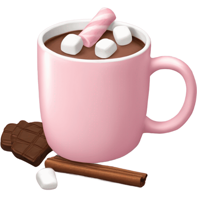 Light Pink mug of hot chocolate with marshmallows  emoji