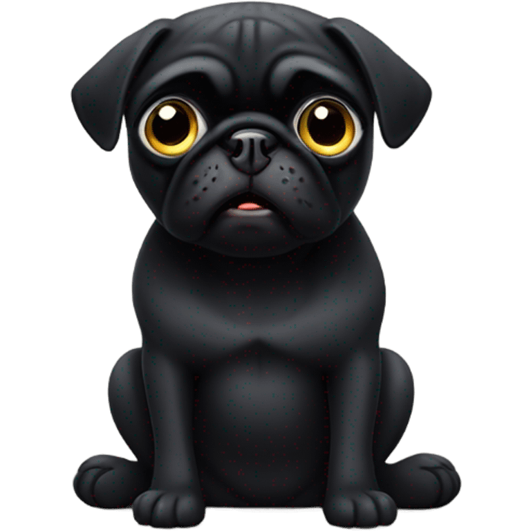 Black pug saying “I’m sorry” emoji