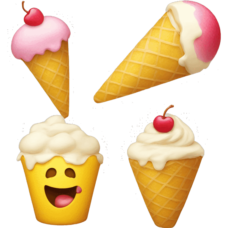 round emoji smile yellow with icecream emoji