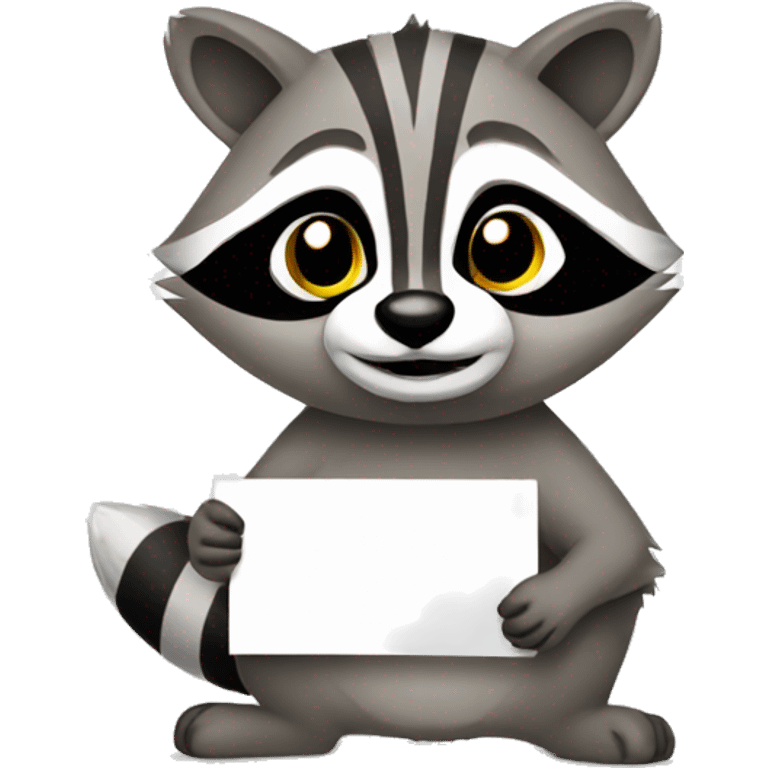 Raccoon holding sign 0:1 emoji