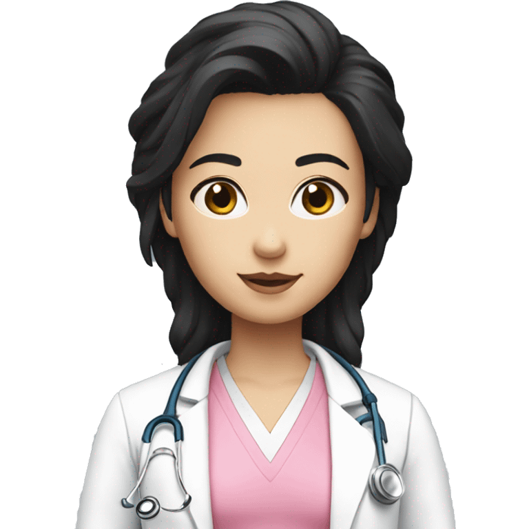 doctor dark black hair pink undershirt with white coat  emoji