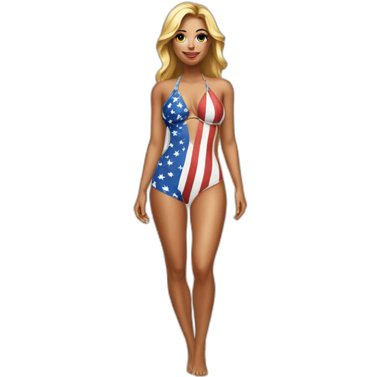 Sexy pose - woman wearing only American flag bikini poster emoji