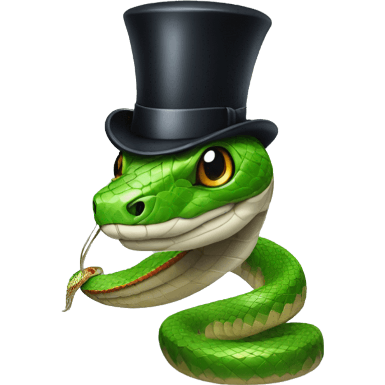 Snake wearing top hat, bow tie, and monocle emoji