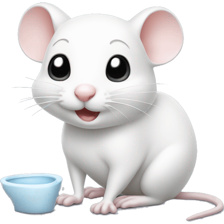 Cute white mouse using the toilet  emoji