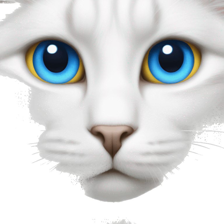 White cat with Blue eyes and yellow nose  emoji