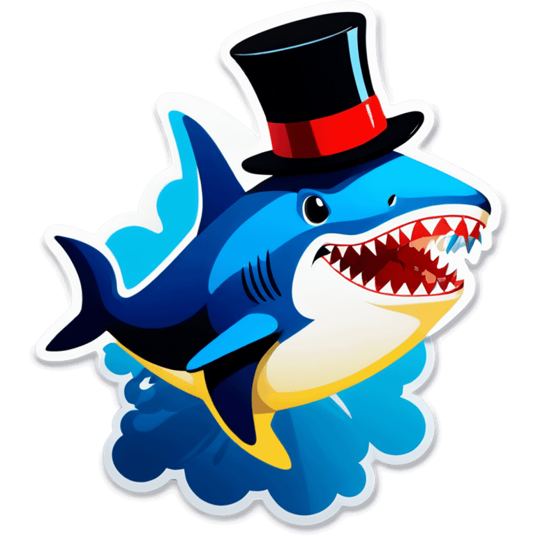 Shark with a top hat emoji