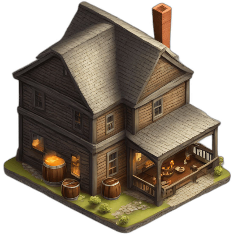 Whiskey house isometric emoji