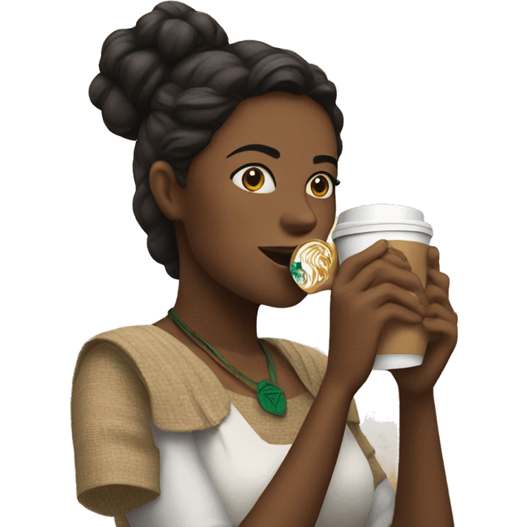 Colombian woman drinking Starbucks emoji