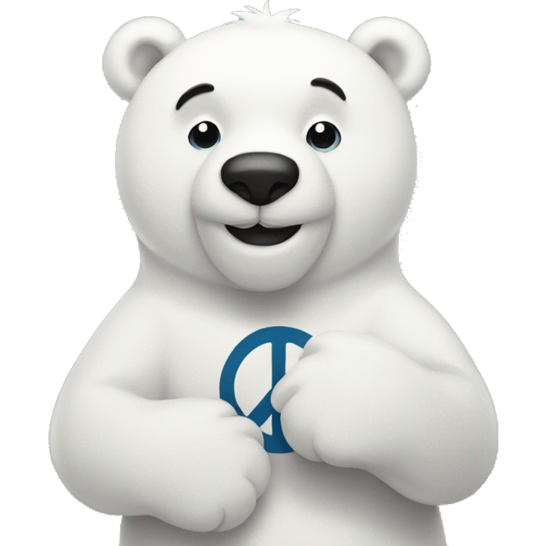 polar bear holding peace sign with paw emoji