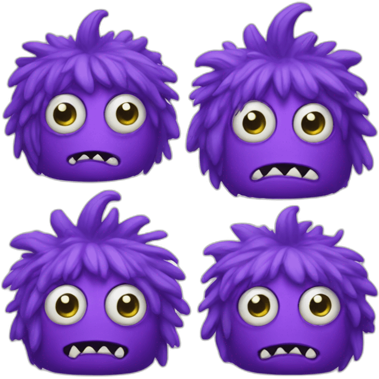 Purple monster with 3 different heads emoji