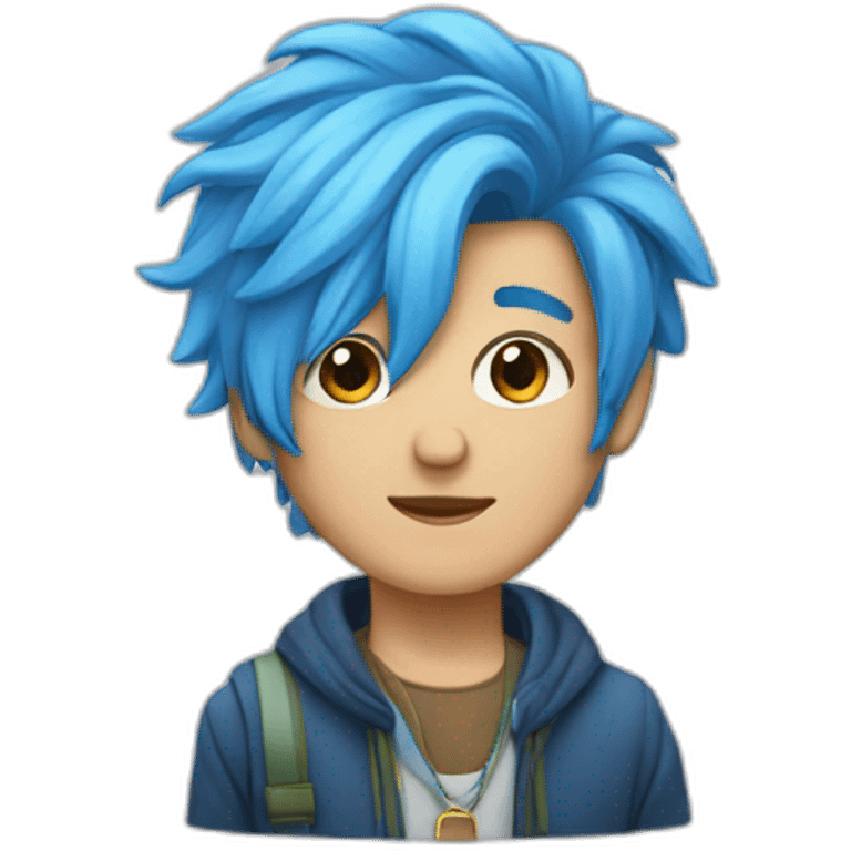 Adult boy with blue hair and fashionable cloths  emoji