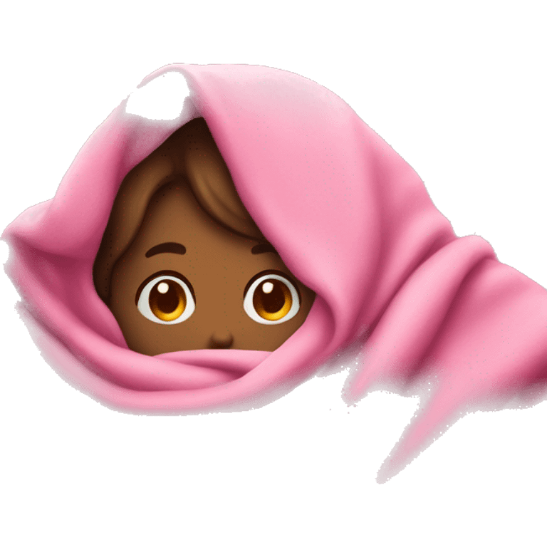 Someone cuddling under a pink blanket  emoji