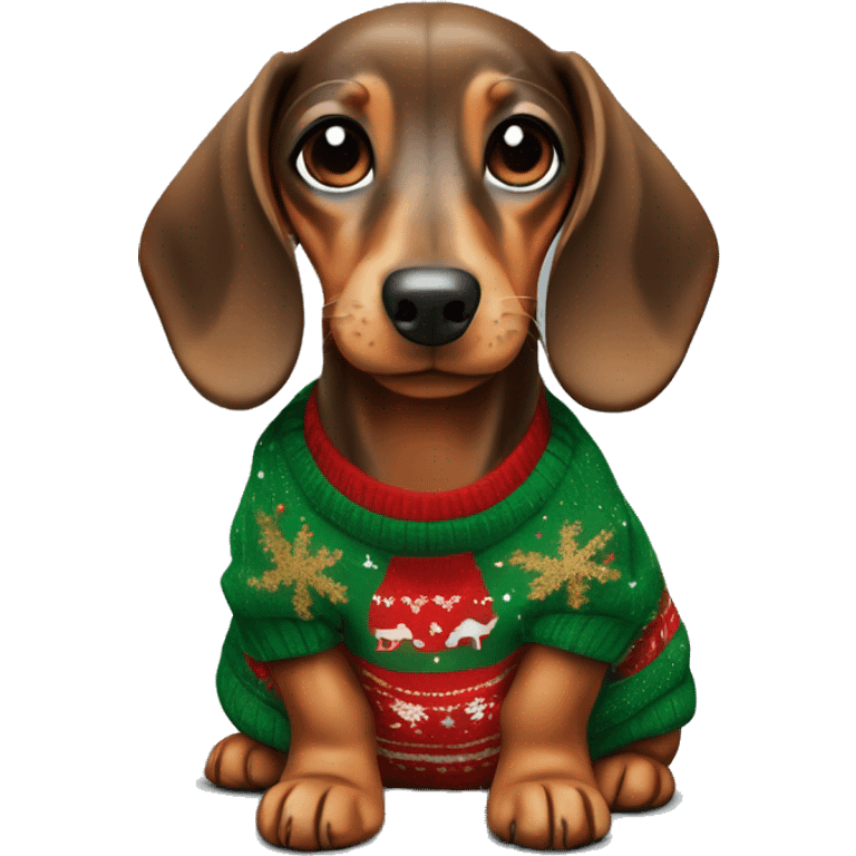 Dachshund puppy with a Christmas pullover  emoji