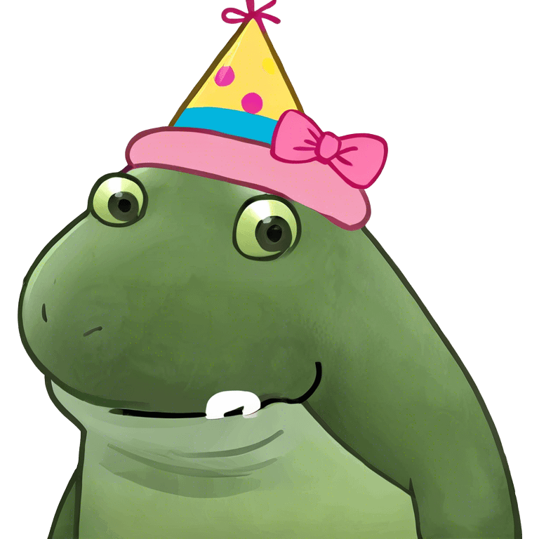 Manatee wearing a party hat pink  bows emoji