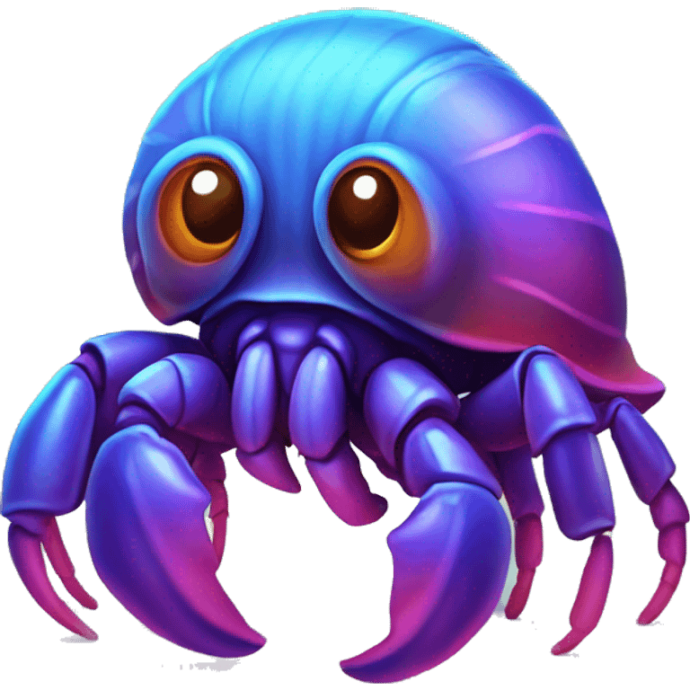 Cute neon hermit crab  emoji