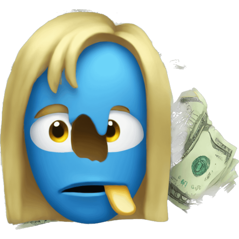 Blue coloured face with :money_mouth_face: expression  emoji