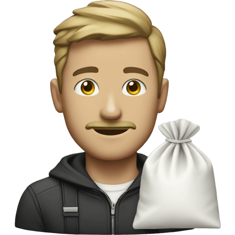 Man with very small white bag of sugar emoji