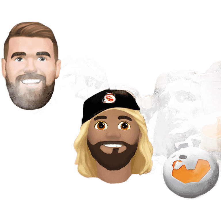 Taylor, Swift, and Travis Kelce on top of Mount Rushmore while trick-or-treating emoji