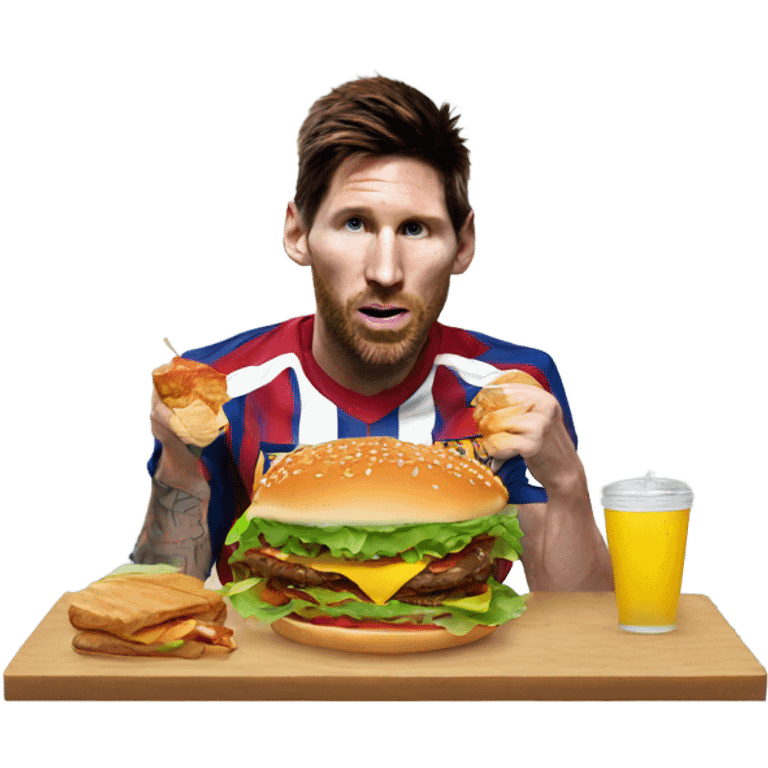 Messi eating burger emoji