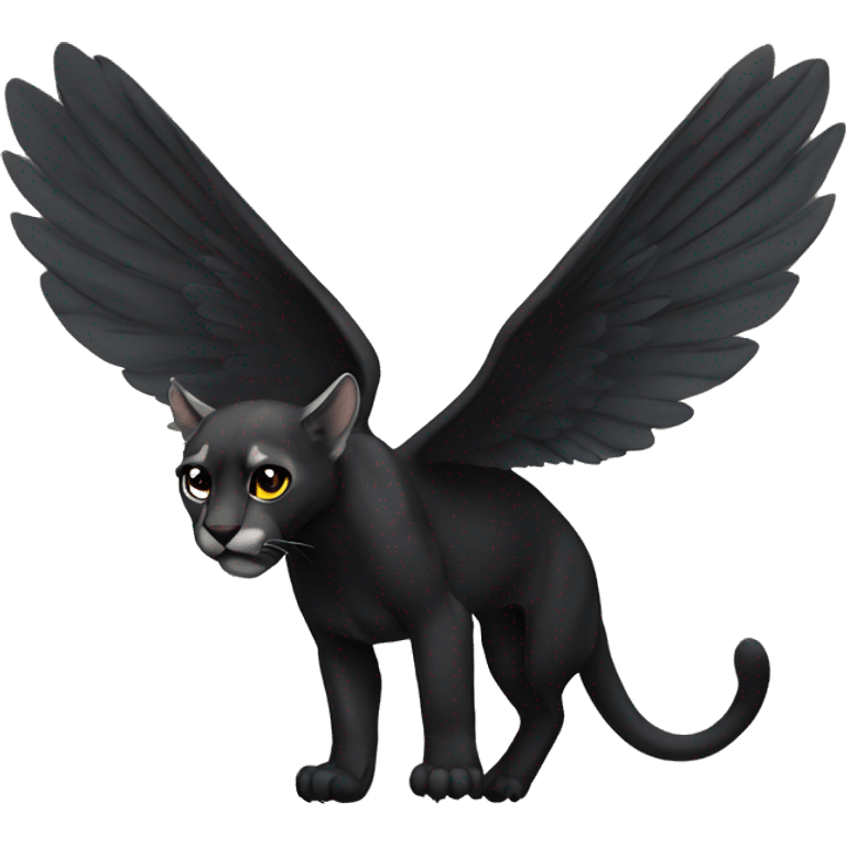 winged black puma flying emoji