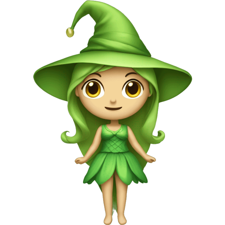 Fairy green dress and green pointed hat emoji