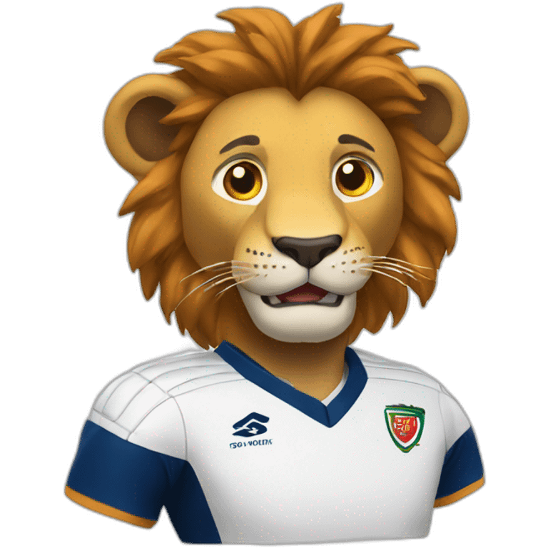 a lion in a rugby uniform smiling emoji