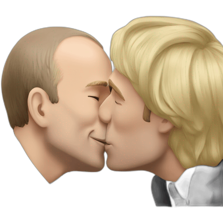 Macron kissing putin emoji